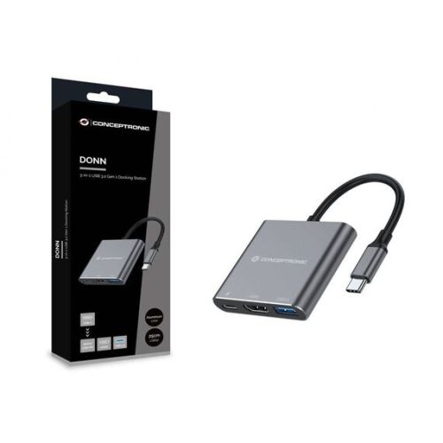 DONN18G notebook dock/port replicator Wired USB 3.2 Gen 1 (3.1 Gen 1) Type-C Grey DONN18G by Conceptronic