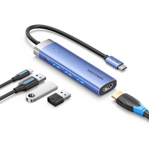 Vention Docking 3xUSB 3.0 HDMI 4K a 30 Hz USB-C Azul TGESB by Vention