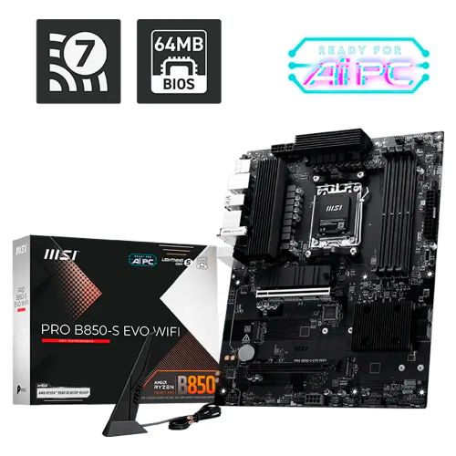 MSI PRO B850-S EVO WIFI Motherboard ATX AM5 B850 DDR5 911-7E97-001 by MSI