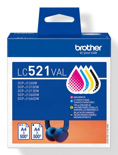 Brother LC521VAL Pack 4 Tinteiros BK C M Y Original LC521VAL by Brother