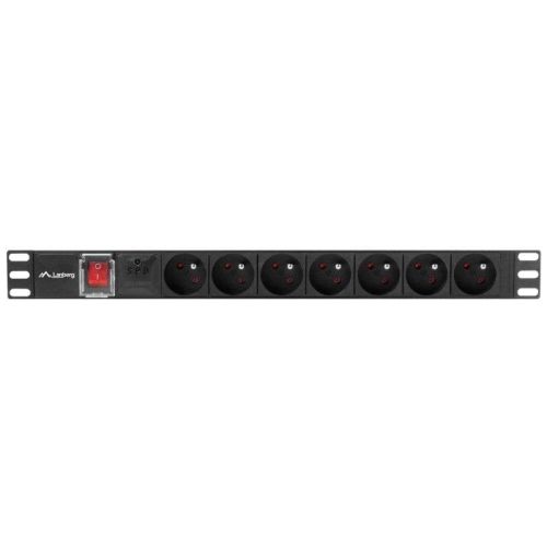 Lanberg PDU Rack 19" 1U 16A 7 Tomadas Tipo E 2m Preta PDU-07E-0200-BK by Lanberg